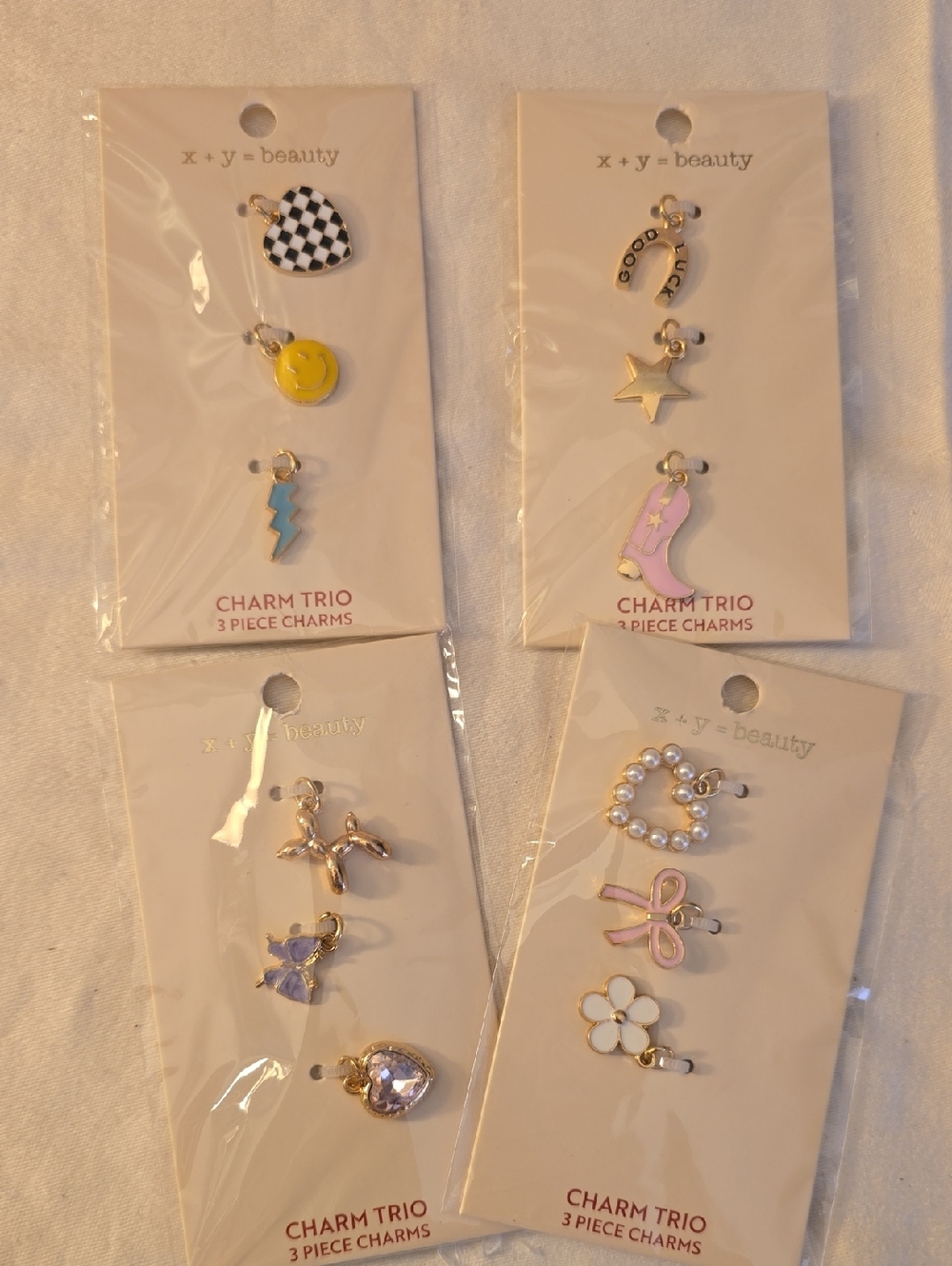4 Packages Of Charms Trio For Bracelets Jewelry New